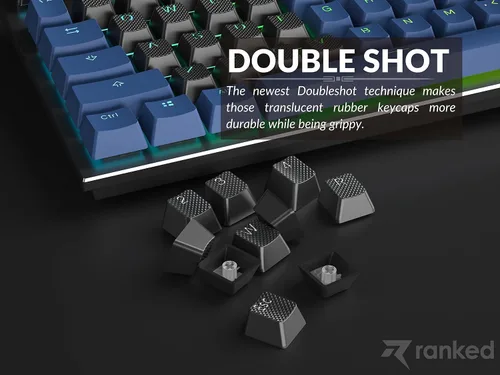 Vista 5 de Ranked Juego de teclas de goma Double Shot translúcido Perfil OEM para teclado mecánico para juegos (negro, 23 teclas)