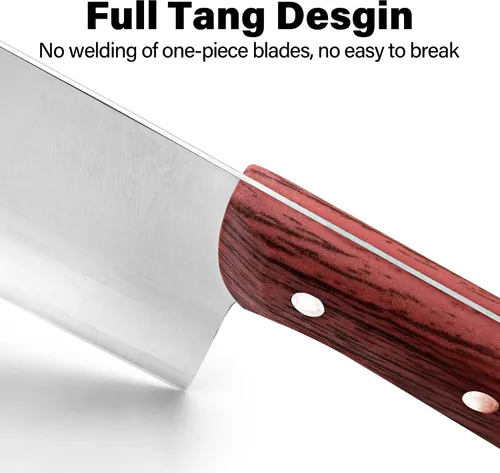 Vista 4 de TJ POP Cuchilla China de Chef, Cuchillo de Acero Inoxidable de 7.5 Pulgadas con Mango Ergonómico, Cuchillo de Cocina Ultra Afilado para Hogar