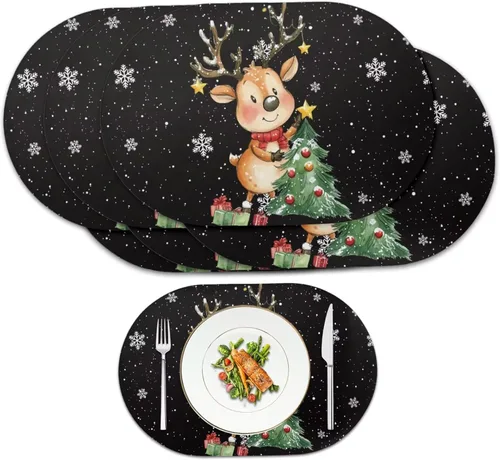 Vista 22 de Autumn Placemats Set of 2 Waterproof Wipeable 12X18 Inch Faux Leather Non Slip Heat Resistant Mats for Thanksgiving Dinner Outdoor Decor