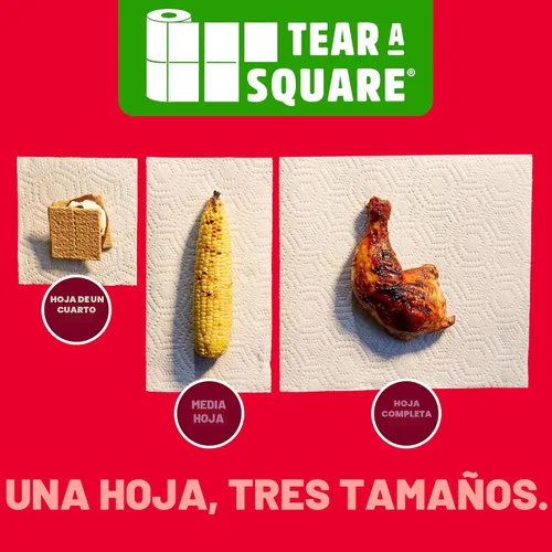 Vista 5 de Brawny Tear-A-Square Toallas de Papel de 3 Capas, 6 Rollos Dobles = 12 Rollos Regulares (3 Paquetes de 2)
