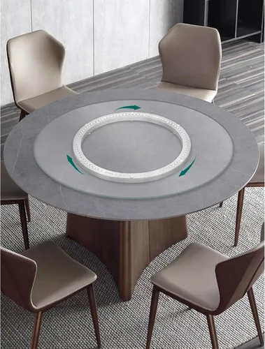 Vista 6 de Lazy Susan - Rodamientos giratorios giratorios de metal de aluminio para mesa de comedor y banco de trabajo (10 pulgadas), plateado