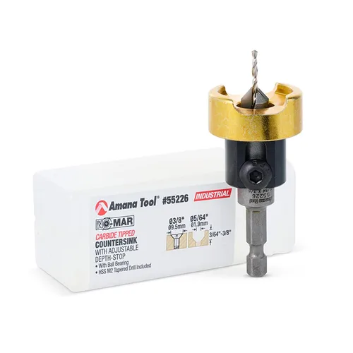 Vista 9 de Amana Tool Avellanador de 82 Grados con Broca con Tope de Profundidad y Rodamiento de Bolas Sin Empuje, 55242, 1/2 D x 3/16 Diámetro de Broca x