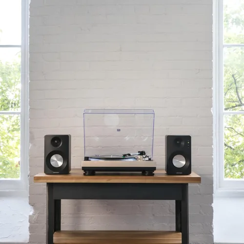 Vista 12 de Crosley KT100BT-CP - Sistema estéreo de tocadiscos Bluetooth con altavoces, champán