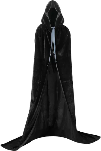 Vista 3 de Capa con capucha de vampiro, capa larga de terciopelo, disfraces para adultos, carnaval, Halloween, Navidad