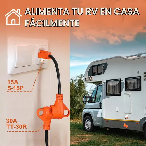 Vista 7 de Cable adaptador RV de 30 amperios a 110 voltios, Dogbone NEMA 5-15P a TT-30R