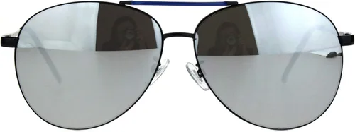 Vista 2 de Gafas de sol de espejo plateado con borde de metal, para oficiales y gafas de sol