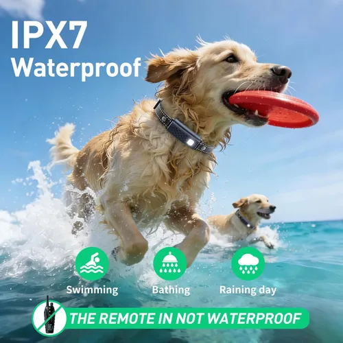 Vista 5 de Collar de choque para perros 2 perros (15-150 libras) con luz intermitente para paseos nocturnos, collar de entrenamiento de perro de 4500 pies