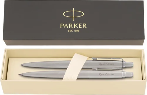 Vista 8 de Parker Jotter - Bolígrafo de acero inoxidable con borde cromado, grabado personalizado: graduación, nuevo trabajo, promoción u regalo de oficina