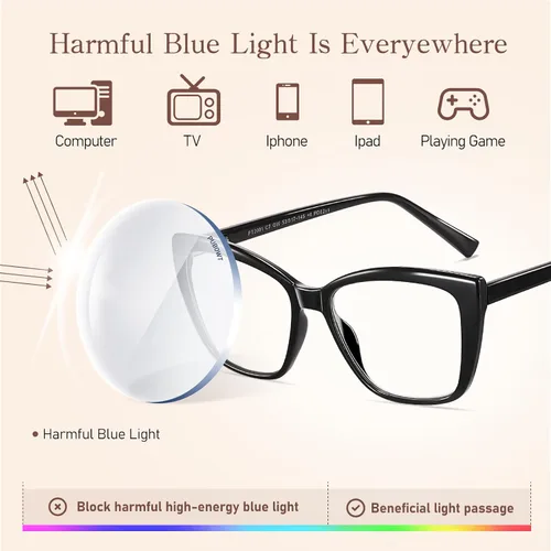 Vista 7 de Gafas de lectura de gran tamaño para mujer, ojo de gato, luz azul, lector de computadora, elegante, irrompible, moda grande, PT2001A