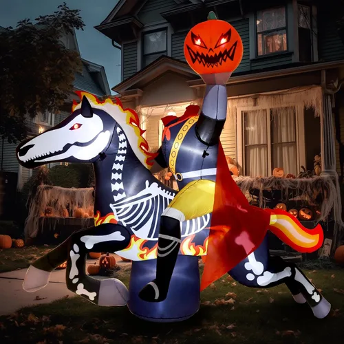 Vista 13 de WBHome 3 m Arco de payasos inflables de Halloween para decoración de exterior, del Día de los Muertos, para patio con luz LED integrada