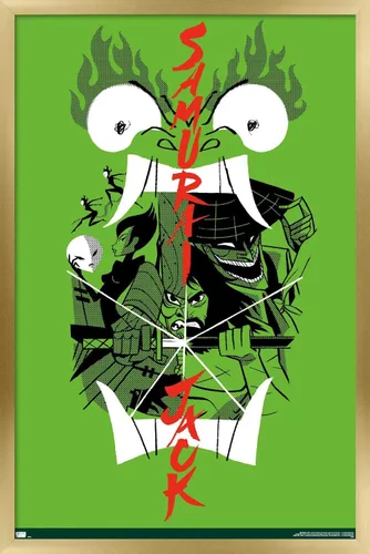 Vista 18 de Trends International Samurai Jack-Ensemble - Póster de pared, 14.725 x 22.375 pulgadas, versión enmarcada en madera de granero