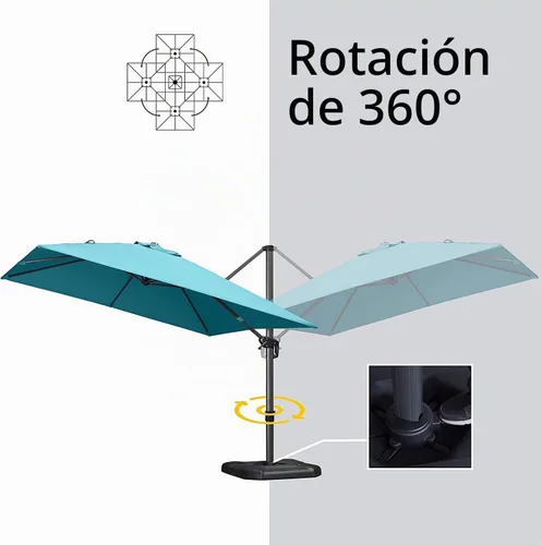 Vista 509 de PURPLE LEAF Paraguas al aire libre con base 8' x 8' protección solar verde Manzana Verde (Apple Green)