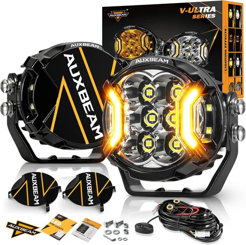 Vista 13 de Auxbeam Serie V-MAX 204W Luces LED de Conducción en Pod, Luz de Proyección Rectangular de 7 Pulgadas para Todo Terreno con DRL Ámbar y Luz Trasera