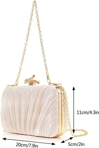 Vista 9 de Bolso de mano para mujer, bolso de noche elegante con cadena extraíble, elegante bolso de mano