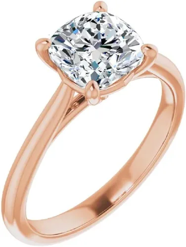 Vista 5 de 925 Silver, 10K14K18K Solid Gold Moissanite Engagement Ring, 3 CT Cushion Cut Handmade Solitaire Ring, Wedding Ring for WomenHer Anniversary Propose