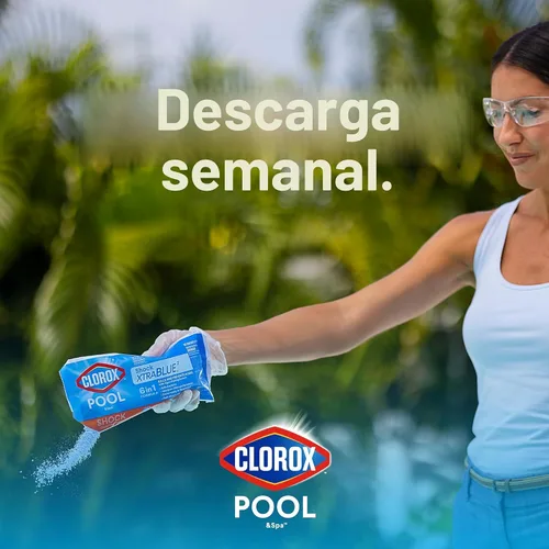 Vista 4 de Clorox® Pool&Spa™ Shock XTRABLUE® Plus, mata bacterias y algas en piscinas, listo para nadar en 15 minutos, (paquete de 6)