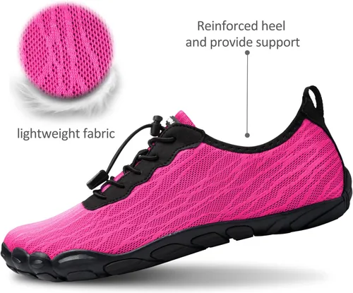 Vista 4 de SEEKWAY Zapatos de agua de secado rápido Descalzos Deportes Aqua Playa Piscina Natación Río Lago Senderismo Kayak Surf Hombres Mujeres AB006 Rosy