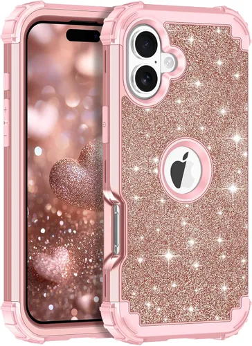 Vista 39 de LONTECT Funda para iPhone 15 Plus con purpurina brillante 3 en 1, a prueba de golpes, resistente, híbrida, resistente, funda protectora de alto