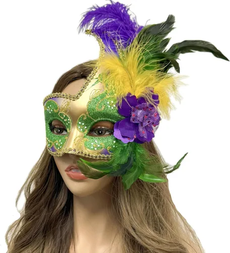 Vista 17 de Máscara de plumas venecianas para mujer, disfraz de Halloween, Mardi Gras, cosplay, fiesta de boda