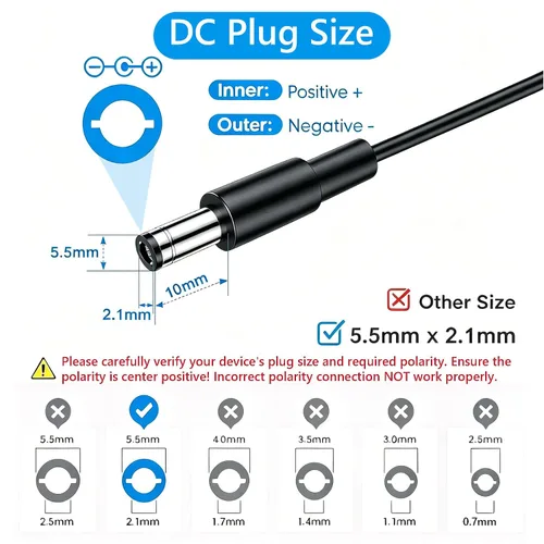 Vista 5 de Fuente de alimentación de 12 V 5 A, CA 120 V a CC 12 V convertidor de conector de 0.217 x 0.083 in, controlador LED de 12 voltios, adaptador