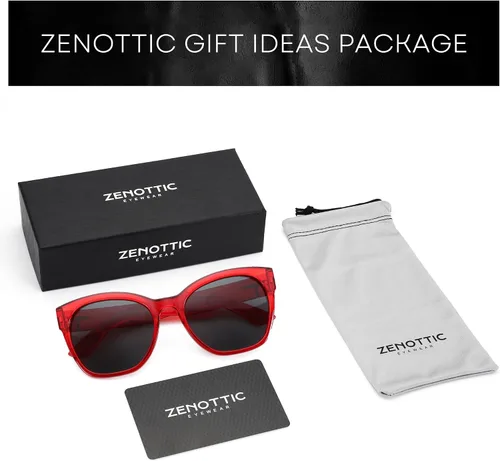 Vista 6 de ZENOTTIC Cateye - Gafas de sol polarizadas para mujer, gafas de sol de gran tamaño, protección UV400, estilo retro