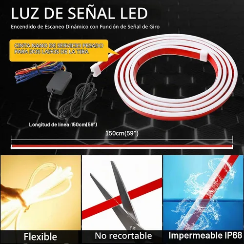 Vista 7 de DREAMIZER Tira de luz LED de 94" RGB para capó de coche, tira de luz LED multicolor exterior, luces LED dinámicas impermeables y flexibles