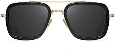 Vista 2 de iKANOO Tony Stark - Lentes de sol para hombres y mujeres, marco de metal cuadrado vintage, lentes de hombre araña