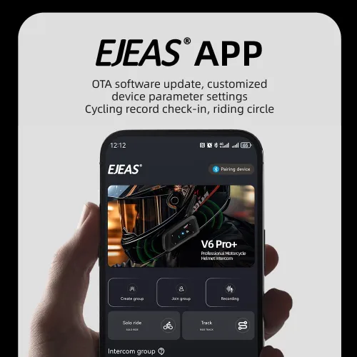 Vista 10 de EJEAS V6 Pro - Auriculares con sistema de comunicación Bluetooth con 3,937.0 ft impermeable/reducción de ruido/llamadas manos libres/música