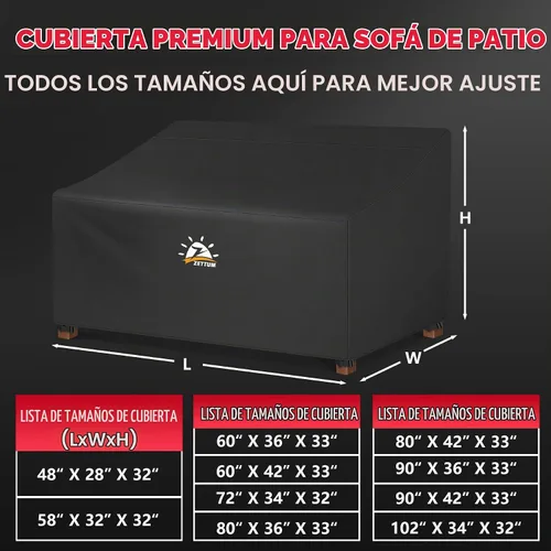 Vista 3 de Zettum Funda para sofá biplaza de patio de 48 pulgadas a 600D, funda de sofá para exteriores, impermeable, resistente, funda de banco de 2 plazas