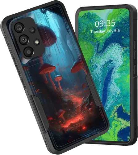 Vista 26 de Funda protectora para Galaxy A13 5G, doble capa híbrida resistente a prueba de golpes, policarbonato duro, silicona suave, TPU, funda protectora