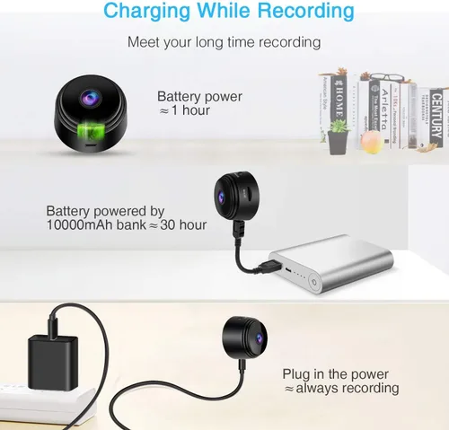Vista 3 de Mini Cámara Espía WiFi HD 1080P Cámara Oculta Inalámbrica Cámara de Video Pequeña Cámara de Niñera con Visión Nocturna y Activada por Movimiento