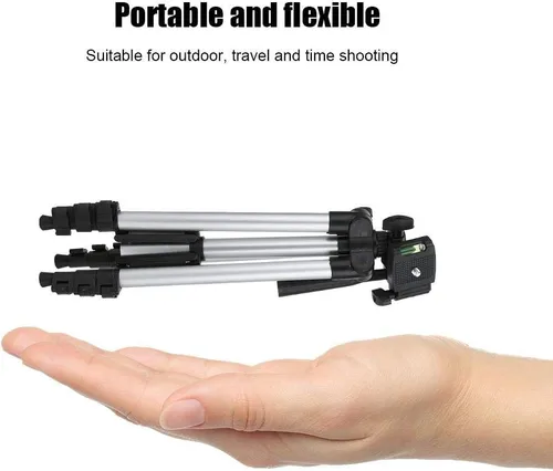 Vista 7 de Soporte de trípode para teléfono, trípode para selfie para teléfono celular con soporte para teléfono, trípode de viaje de aluminio extensible