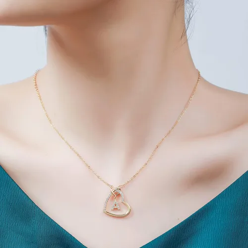 Vista 3 de Siowen Collar para mujeres y niñas, chapado en oro de 14 quilates, delicado dije de letra de 18 pulgadas, regalo de joyería para mujeres y niñas