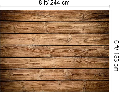 Vista 2 de Buryeah Telón de fondo de madera para pared, fondo de tela de madera marrón, fondo de fotos rústico de poliéster para sesión de fotos, baby shower
