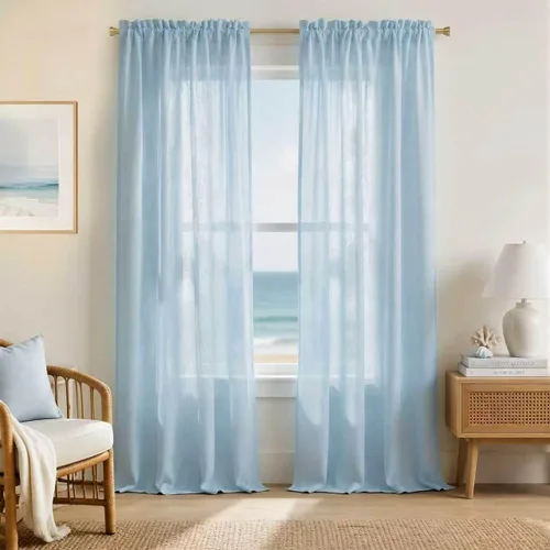 Vista 24 de Mrs.Naturall - Cortinas transparentes con bolsillo para barra de 36x63 pulgadas de lino mezclado negro