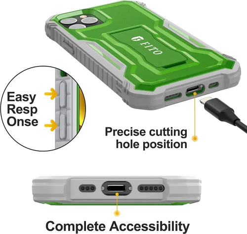 Vista 4 de FITO - Funda protectora de doble capa a prueba de golpes y cuerpo completo con protector de pantalla, soporte integrado