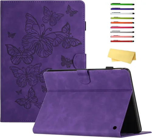 Vista 8 de Funda para tableta Amazon Kindle Fire HD 8 (8ª/7ª/6ª generación, 2018/2017/2016), con portalápices, bolsillo para tarjetas, imán de piel sintética