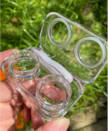 Vista 3 de 4 fundas para lentes de contacto, colorido soporte para lentes de contacto, kit de almacenamiento portátil para exteriores para viajes y hogar, claro