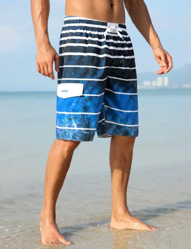 Vista 2 de unitop Bañador para hombre de secado rápido de verano a rayas con forro