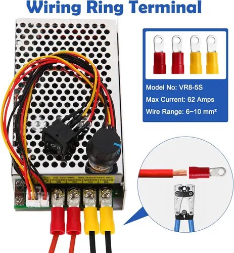 Vista 2 de Controlador de Velocidad de Motor DC PWM de Grado Industrial, DC 10V-50V / Nominal 60A / Máx 100A Controlador de Motor de Escobillas DC de Grado