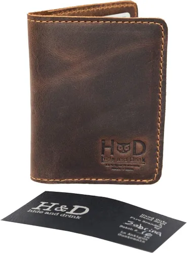 Vista 6 de Hide & Drink, Cartera plegable de cuero, capacidad para hasta 8 tarjetas más billetes plegados, cartera minimalista de viajero, organizador, cartera