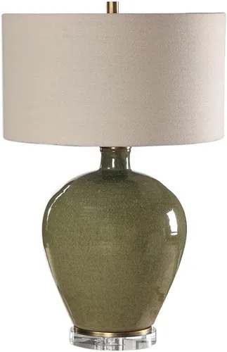 Vista 3 de Uttermost Elva Lámpara de mesa de cerámica esmaltada verde esmeralda