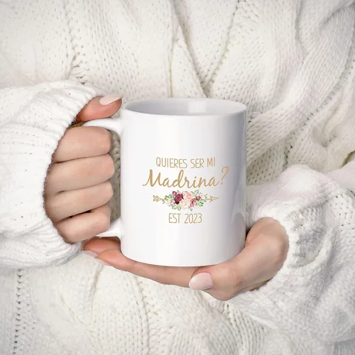 Vista 4 de Quieres Ser Mis Padrinos De Bautizo Madrina Regalos En Español Madrina Propuesta Quieres Ser Mi Madrina Padrino Taza De Café Padrinos De Bautizo