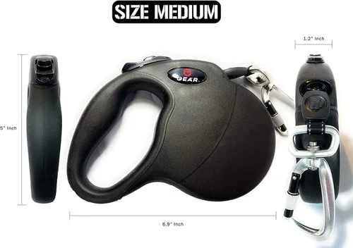 Vista 6 de Enthusiast Gear Correa retráctil para perros grandes y medianos con mosquetón de bloqueo Correa de poliéster reflectante fuerte de 16 pies, 1