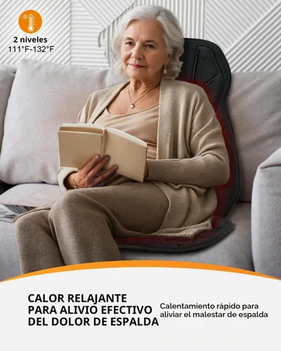 Vista 4 de CooCoCo - Masajeador de espalda de vibración con calor, almohadilla para silla de masaje para sofá