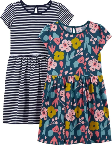 Vista 19 de Simple Joys by Carter's - Conjunto de vestido de manga corta y sin mangas para niña, paquete de 2