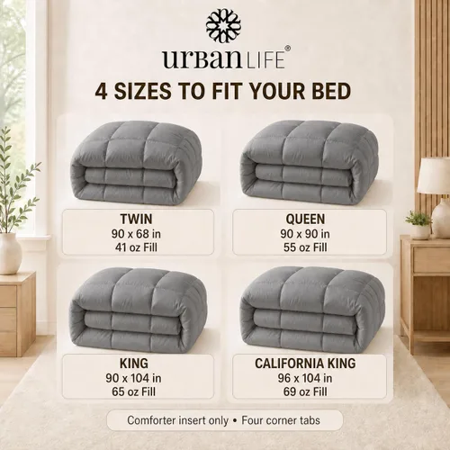 Vista 7 de URBANLIFE Goose Down Fiber Comforter 2PCS, Duvet Insert, King, Grey