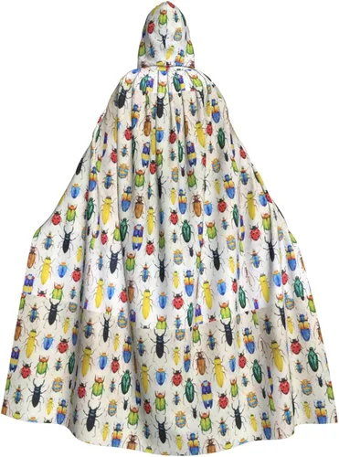 Vista 2 de Capa con capucha de bruja maga de Halloween con patrón de insectos, capa de Navidad para cosplay para adultos