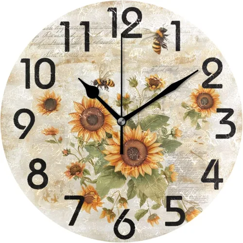 Vista 17 de Pretty Sping Flowers Birdhouse Family Birds Reloj de pared redondo, 10 pulgadas, analógico, silencioso, sin tictac, para el hogar, cocina, sala