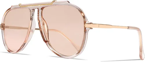 Vista 14 de GUVIVI Gafas de sol de aviador de gran tamaño para mujeres y hombres, estilo retro de los años 70, lentes de sol de metal dorado sin enredos